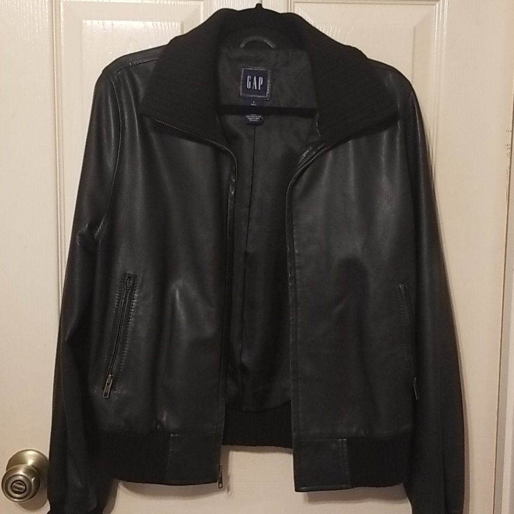 Gap black leather jacket